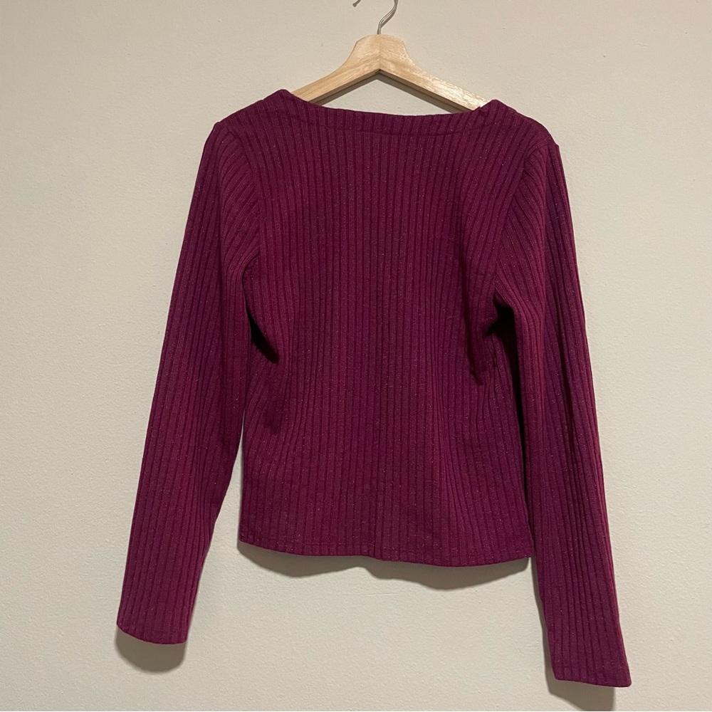 Anthropologie Maeve Purple Shimmer Meryl Button-Front Top, Size Large - Picture 3 of 4